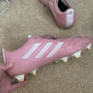 Pink adidas soccer cleats